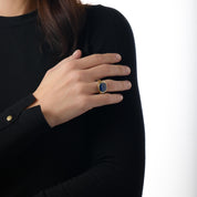 GIA 12.79 carat Ceylon sapphire 18k yellow gold bezel ring