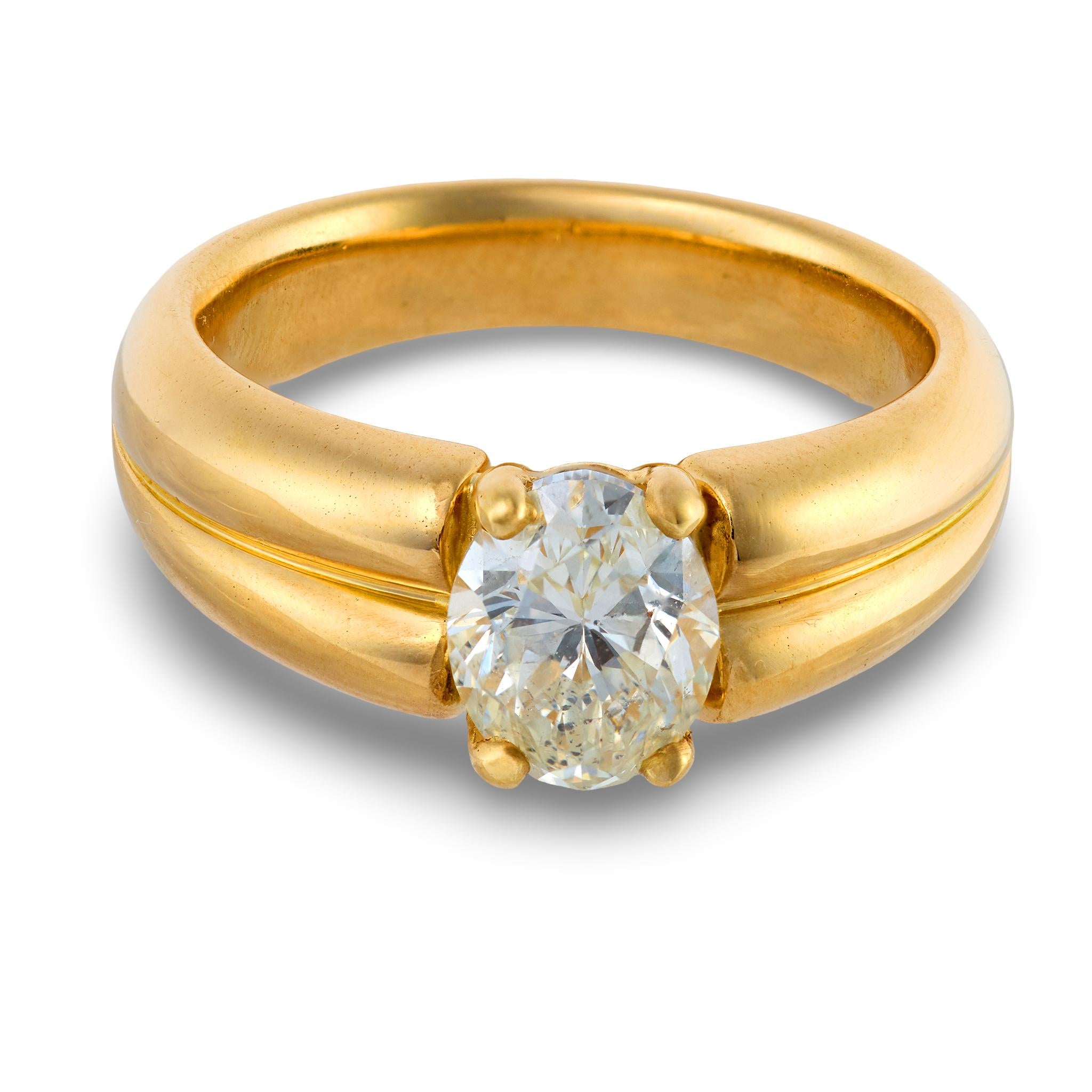 French vintage GIA 1.53 carat oval diamond engagement ring