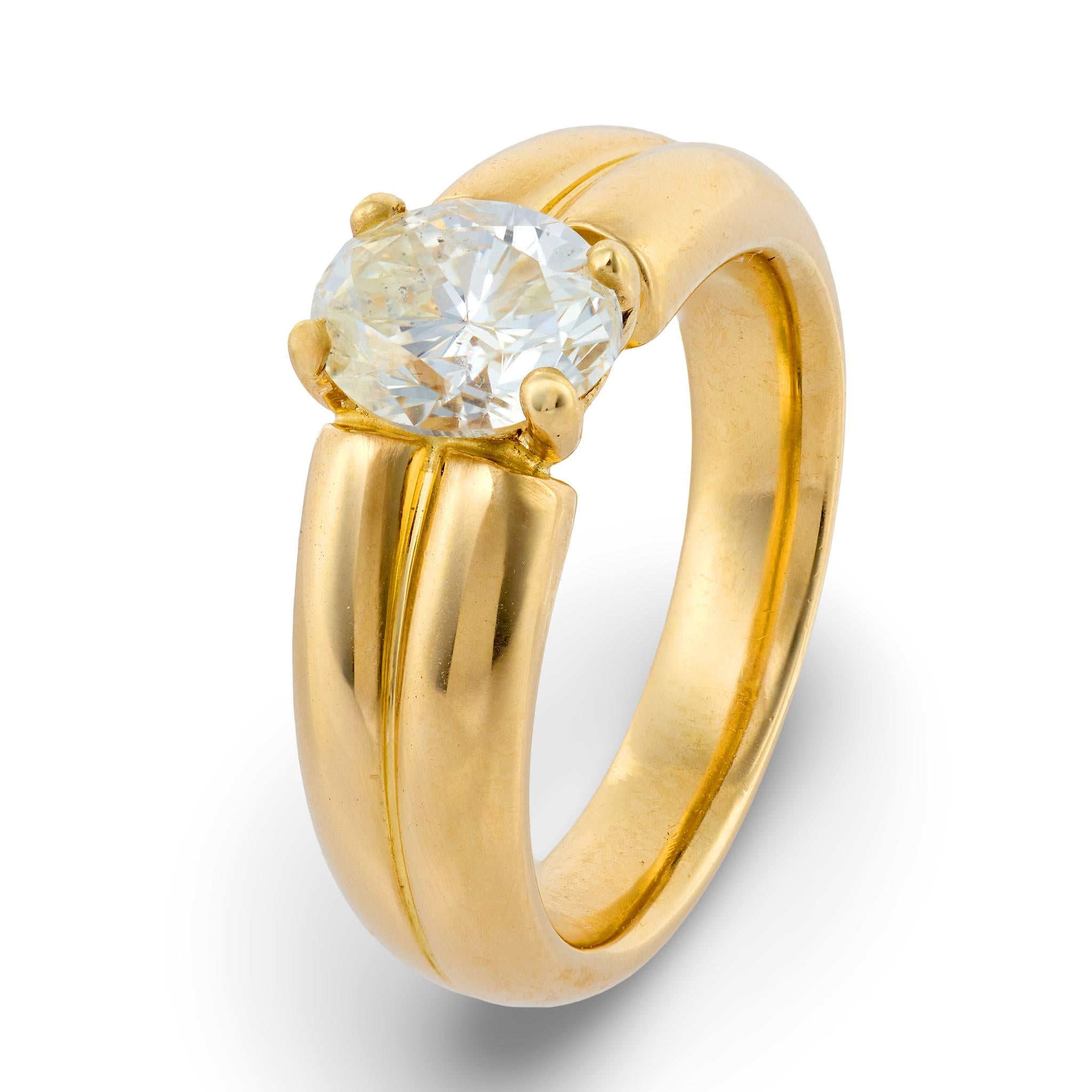 French vintage GIA 1.53 carat oval diamond engagement ring