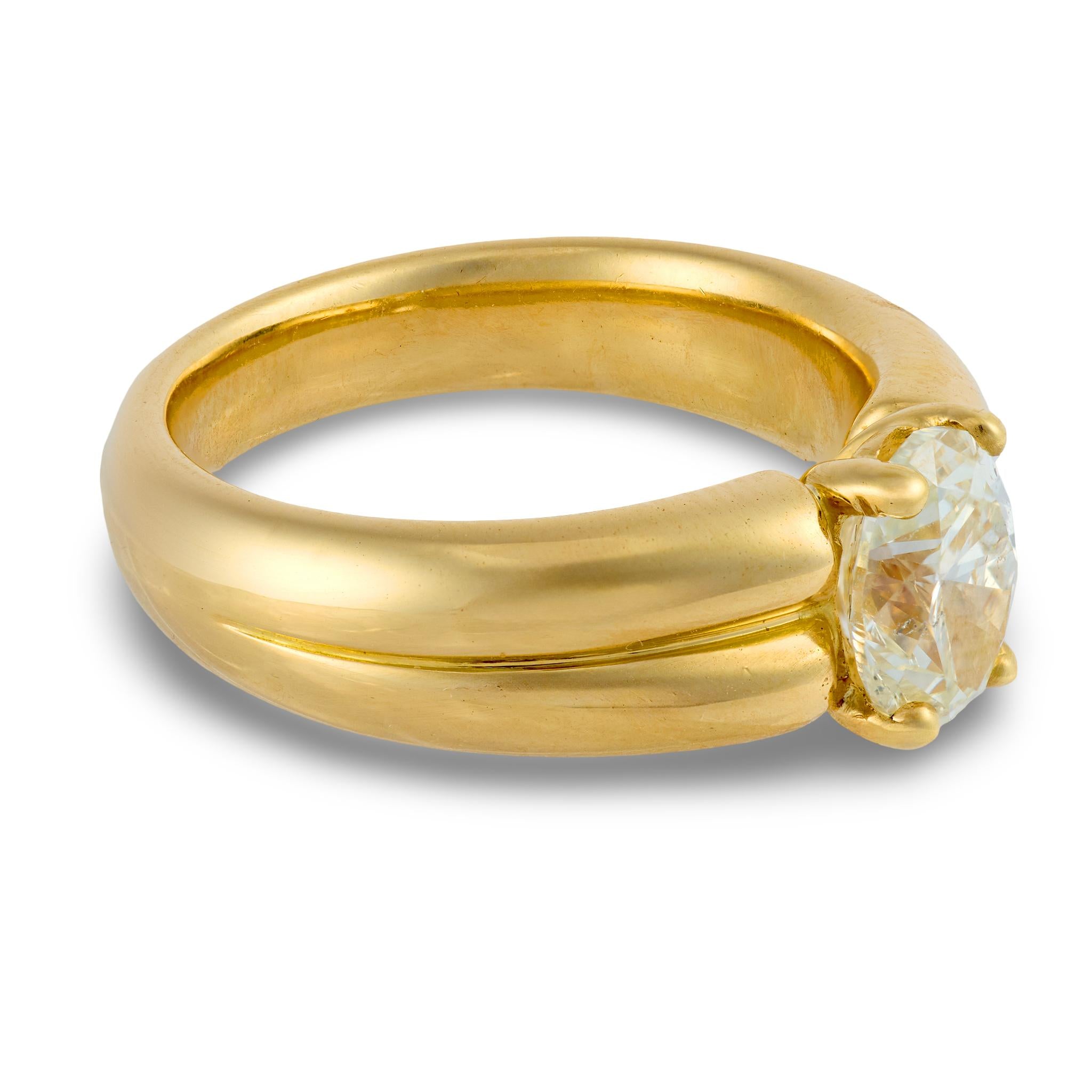 French vintage GIA 1.53 carat oval diamond engagement ring