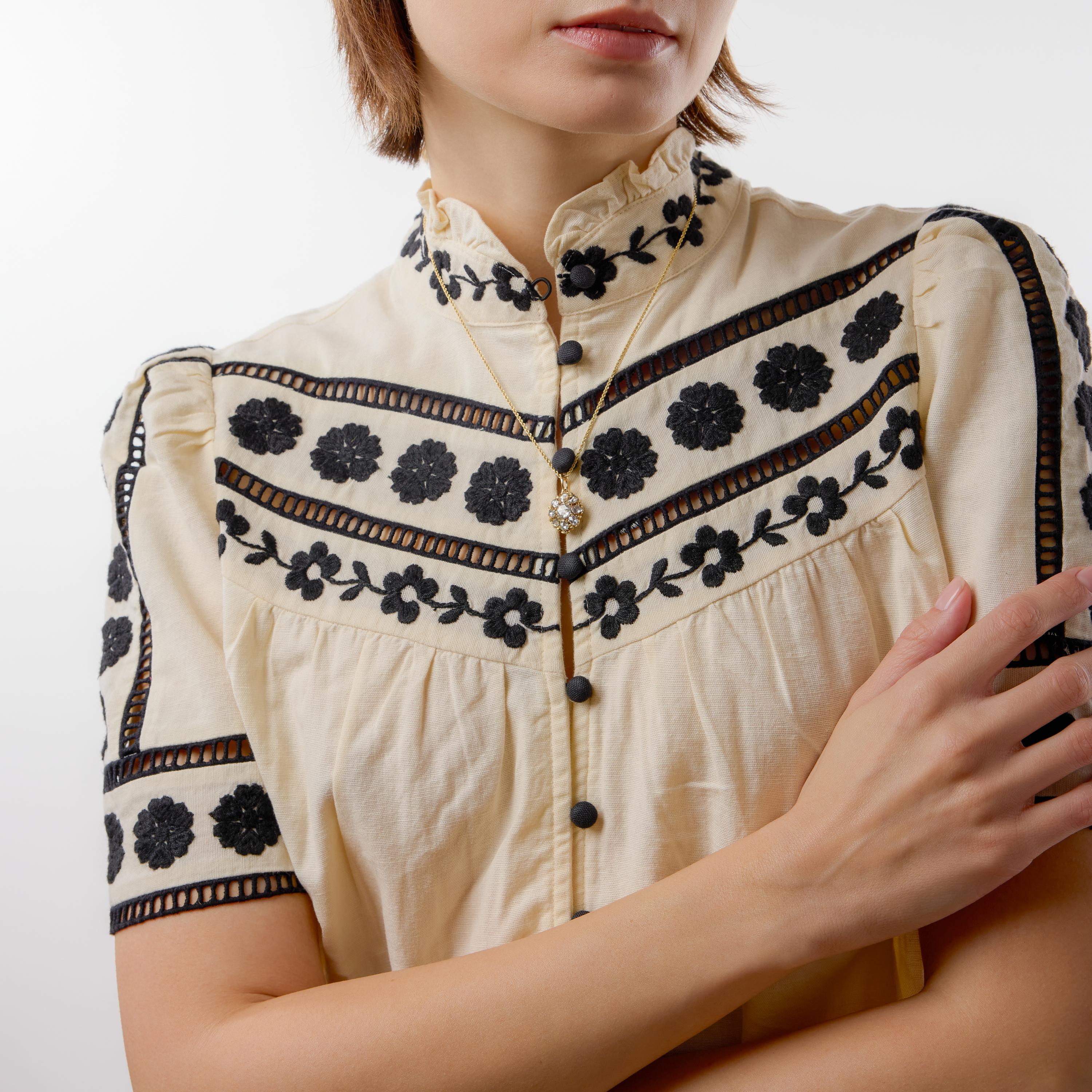 Victorian 1.60 carat rose cut diamond 18k yellow gold necklace