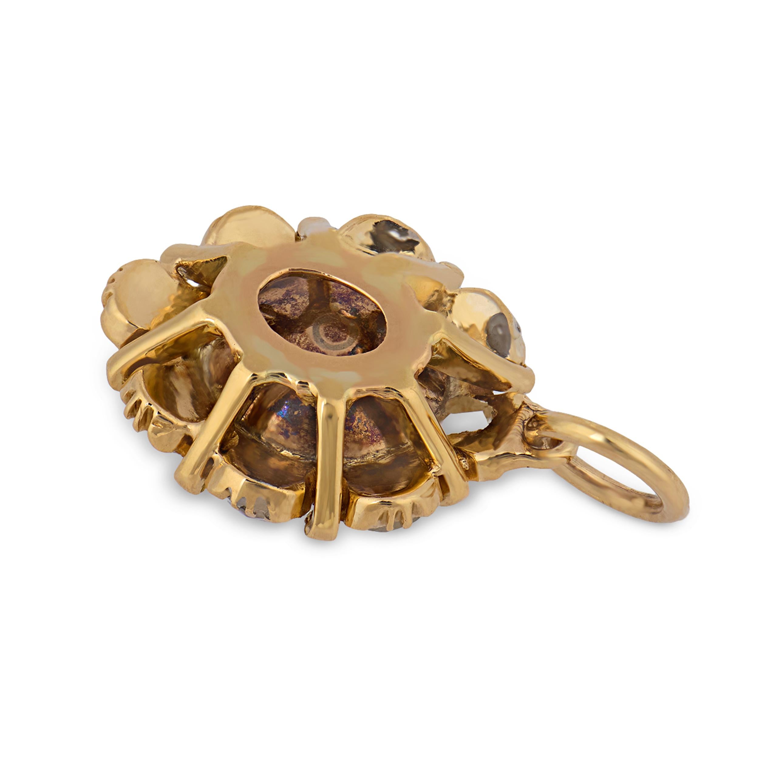 Victorian 1.60 carat rose cut diamond 18k yellow gold necklace