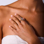 Victorian 1.60 carat rose cut diamond 14k rose gold navette ring