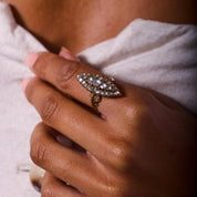 Victorian 1.60 carat rose cut diamond 14k rose gold navette ring