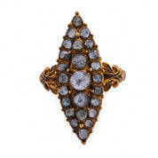 Victorian 1.60 carat rose cut diamond 14k rose gold navette ring