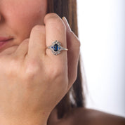 Edwardian GIA no heat sapphire diamond 14k yellow gold ring