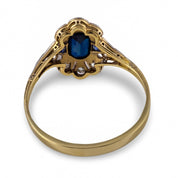 Edwardian GIA no heat sapphire diamond 14k yellow gold ring