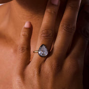 GIA 3.52 carat pear shape diamond 14k yellow gold and platinum engagement ring