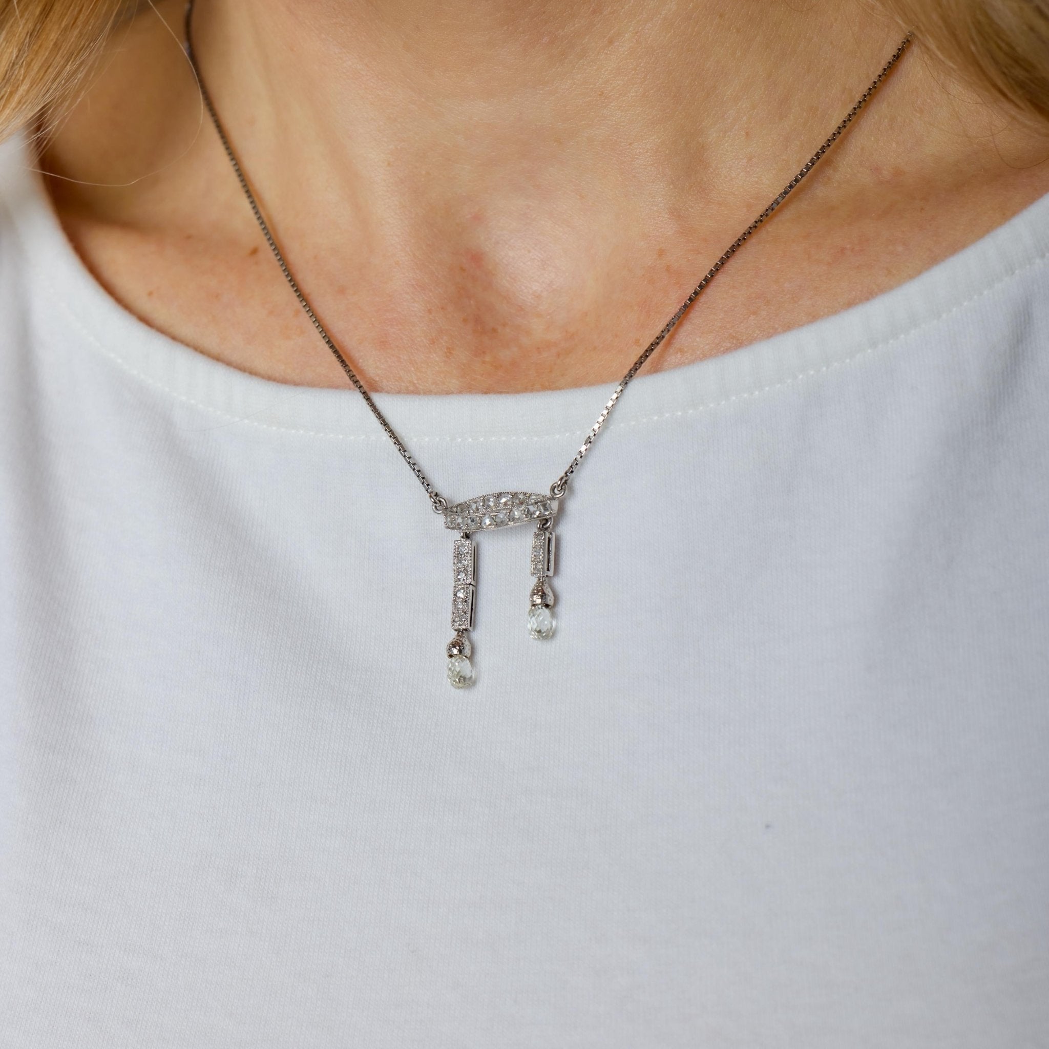 Art Deco diamond platinum necklace