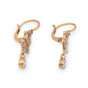 Edwardian old cut diamond two tone drop earrings