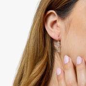 Edwardian old cut diamond two tone drop earrings