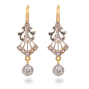 Edwardian old cut diamond two tone drop earrings