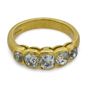 Vintage Italian 1.80 carat old mine cut diamond 18k yellow gold five stone band