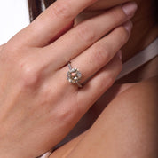 Art Deco GIA 5.00 carat fancy color old mine cut diamond platinum ring