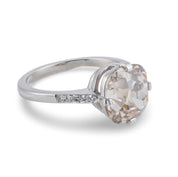 Art Deco GIA 5.00 carat fancy color old mine cut diamond platinum ring