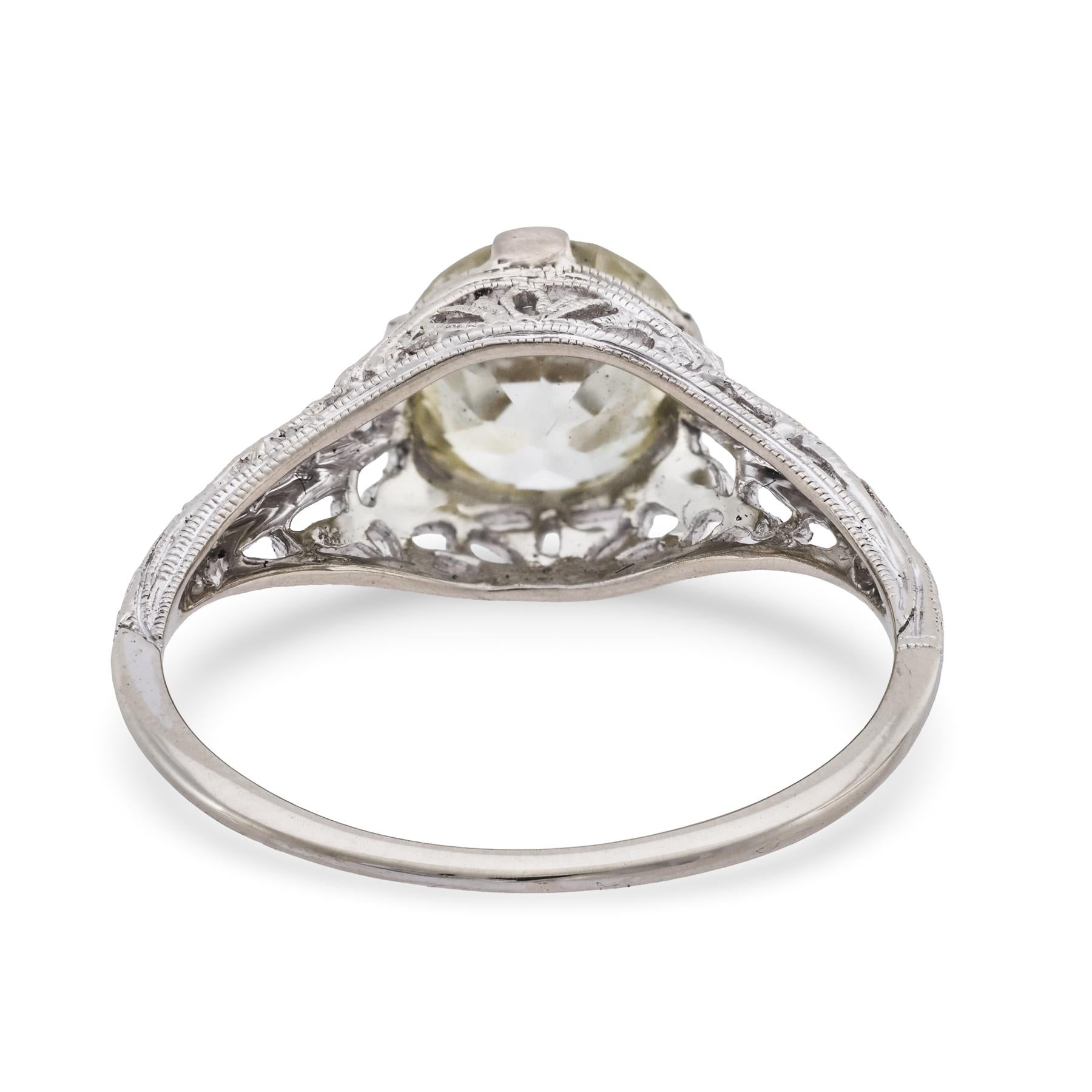 GIA 1.82 carat old European cut diamond 14k white gold engagement ring