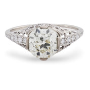 GIA 1.82 carat old European cut diamond 14k white gold engagement ring