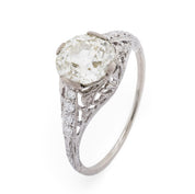 GIA 1.82 carat old European cut diamond 14k white gold engagement ring