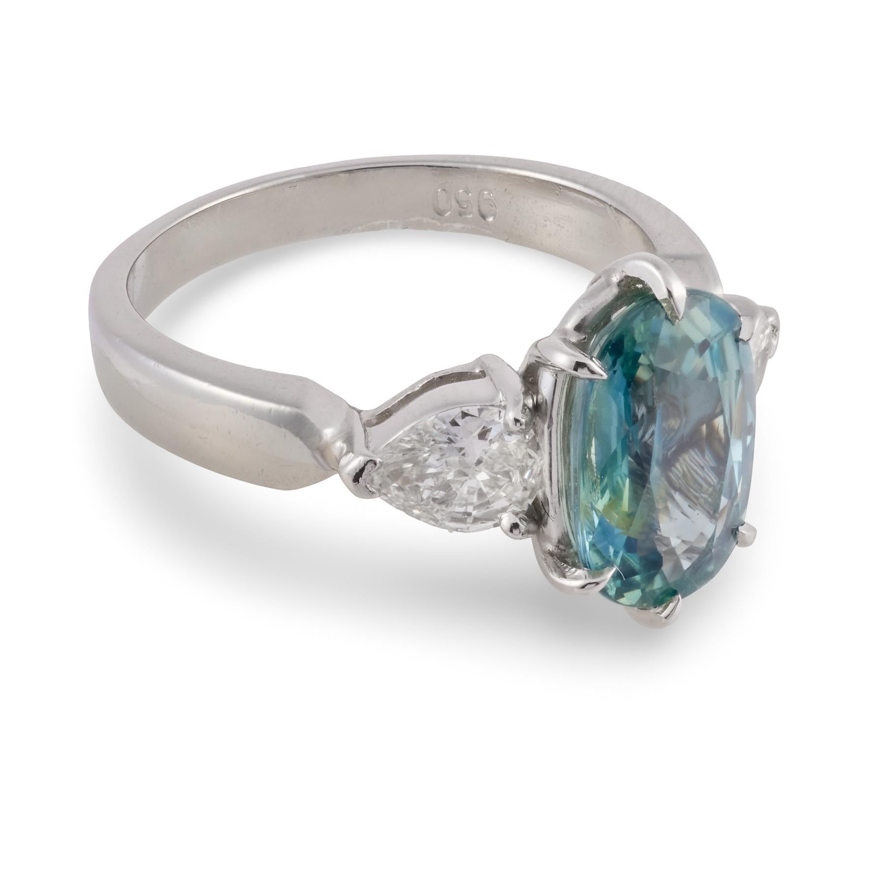 GIA 3.34 carat no heat sapphire diamond platinum engagement ring