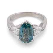 GIA 3.34 carat no heat sapphire diamond platinum engagement ring