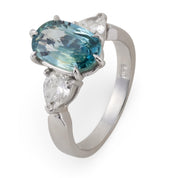 GIA 3.34 carat no heat sapphire diamond platinum engagement ring