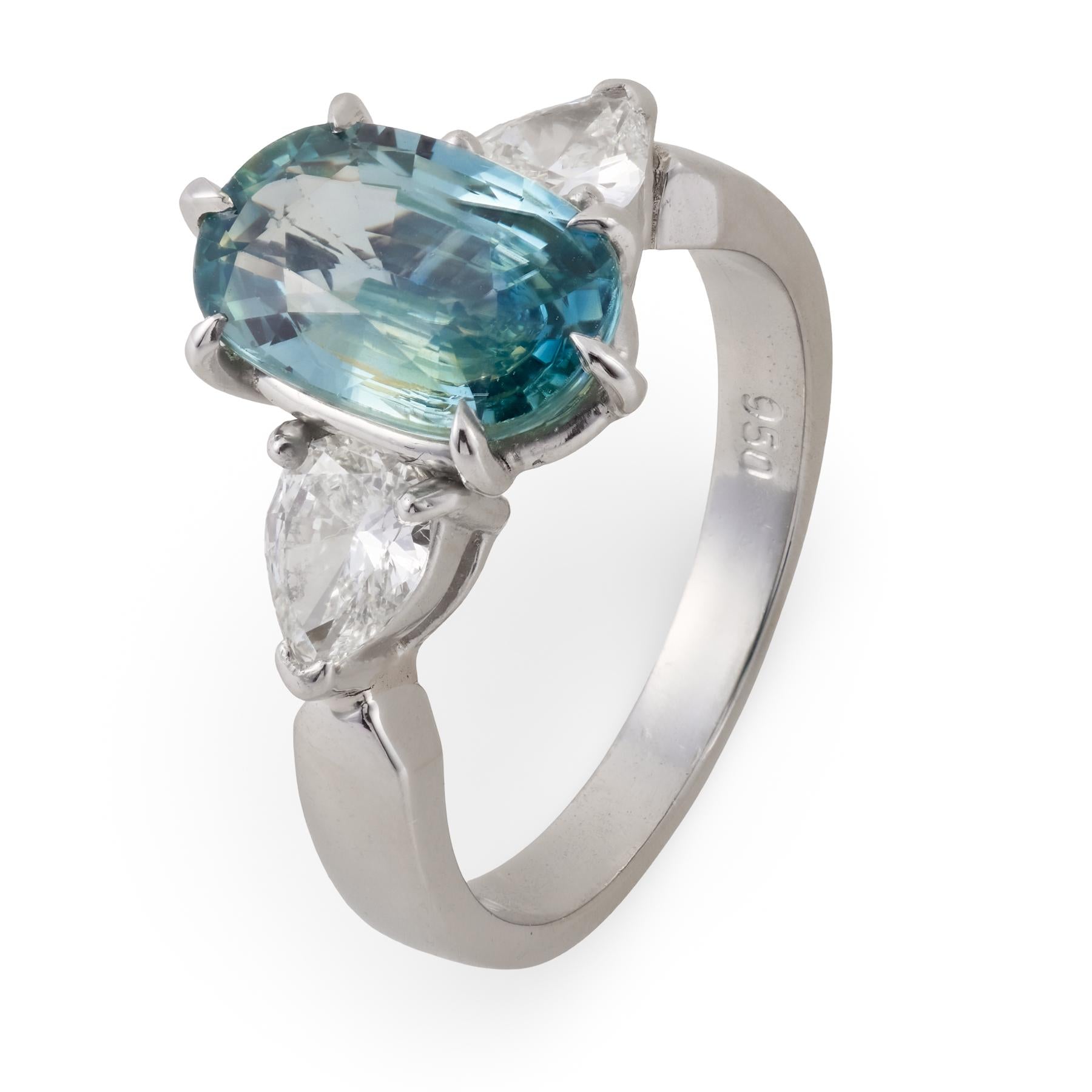 GIA 3.34 carat no heat sapphire diamond platinum engagement ring