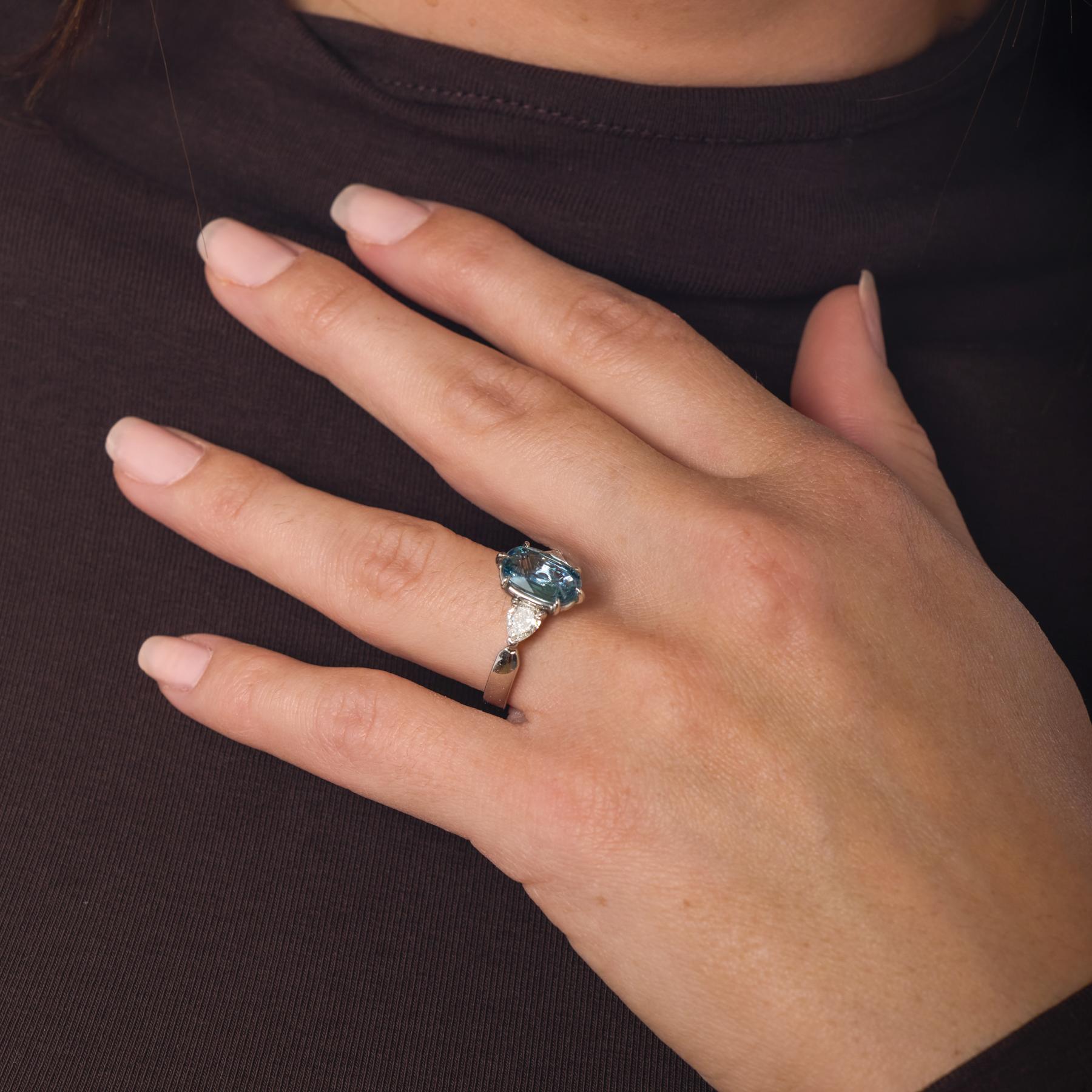 GIA 3.34 carat no heat sapphire diamond platinum engagement ring