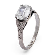 Art Deco GIA 1.01 carat elongated old mine cut diamond platinum engagement ring