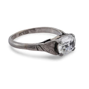 Art Deco GIA 1.01 carat elongated old mine cut diamond platinum engagement ring