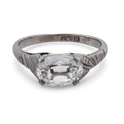 Art Deco GIA 1.01 carat elongated old mine cut diamond platinum engagement ring