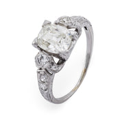 Art Deco GIA 1.22 carat old mine cut diamond platinum engagement ring