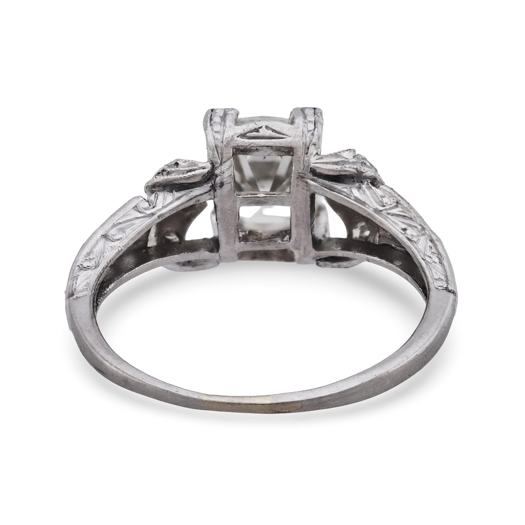 Art Deco GIA 1.22 carat old mine cut diamond platinum engagement ring