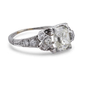 Art Deco GIA 1.22 carat old mine cut diamond platinum engagement ring