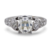 Art Deco GIA 1.22 carat old mine cut diamond platinum engagement ring