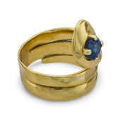 Vintage sapphire 18k yellow gold snake ring