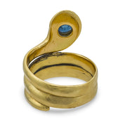 Vintage sapphire 18k yellow gold snake ring