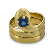Vintage sapphire 18k yellow gold snake ring