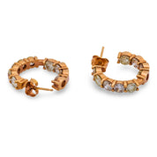 Vintage 3.75 carat round brilliant cut diamond 14k rose gold hoop earrings