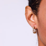 Vintage 3.75 carat round brilliant cut diamond 14k rose gold hoop earrings