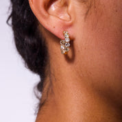 Vintage 3.75 carat round brilliant cut diamond 14k rose gold hoop earrings