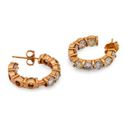 Vintage 3.75 carat round brilliant cut diamond 14k rose gold hoop earrings