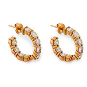 Vintage 3.75 carat round brilliant cut diamond 14k rose gold hoop earrings