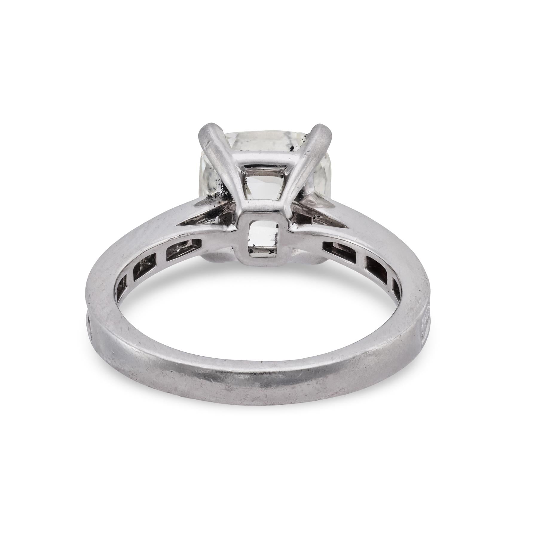 GIA 3.06 carat old mine cut diamond platinum engagement ring