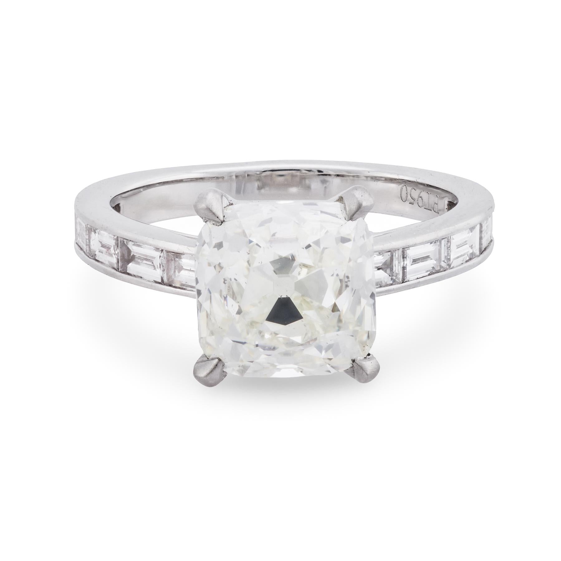 GIA 3.06 carat old mine cut diamond platinum engagement ring