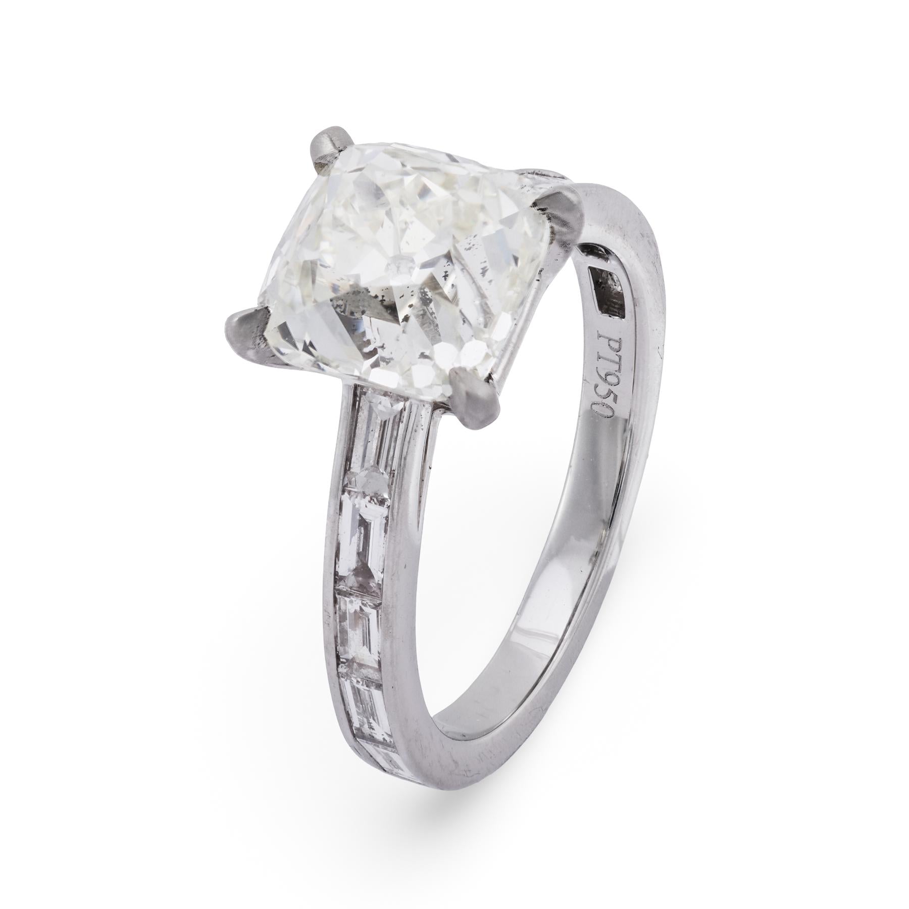 GIA 3.06 carat old mine cut diamond platinum engagement ring