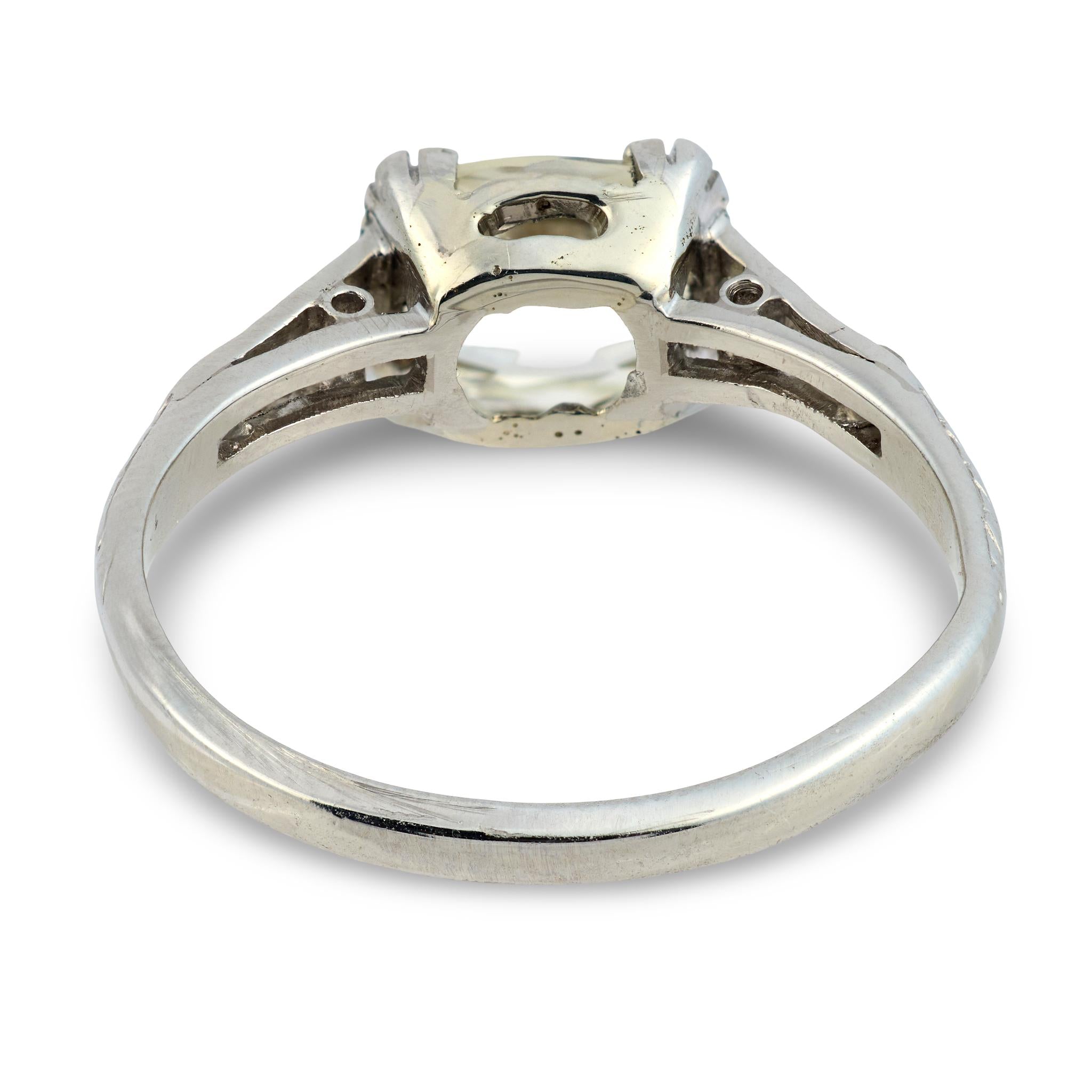 Art Deco GIA 1.60 carat old mine cut diamond platinum engagement ring