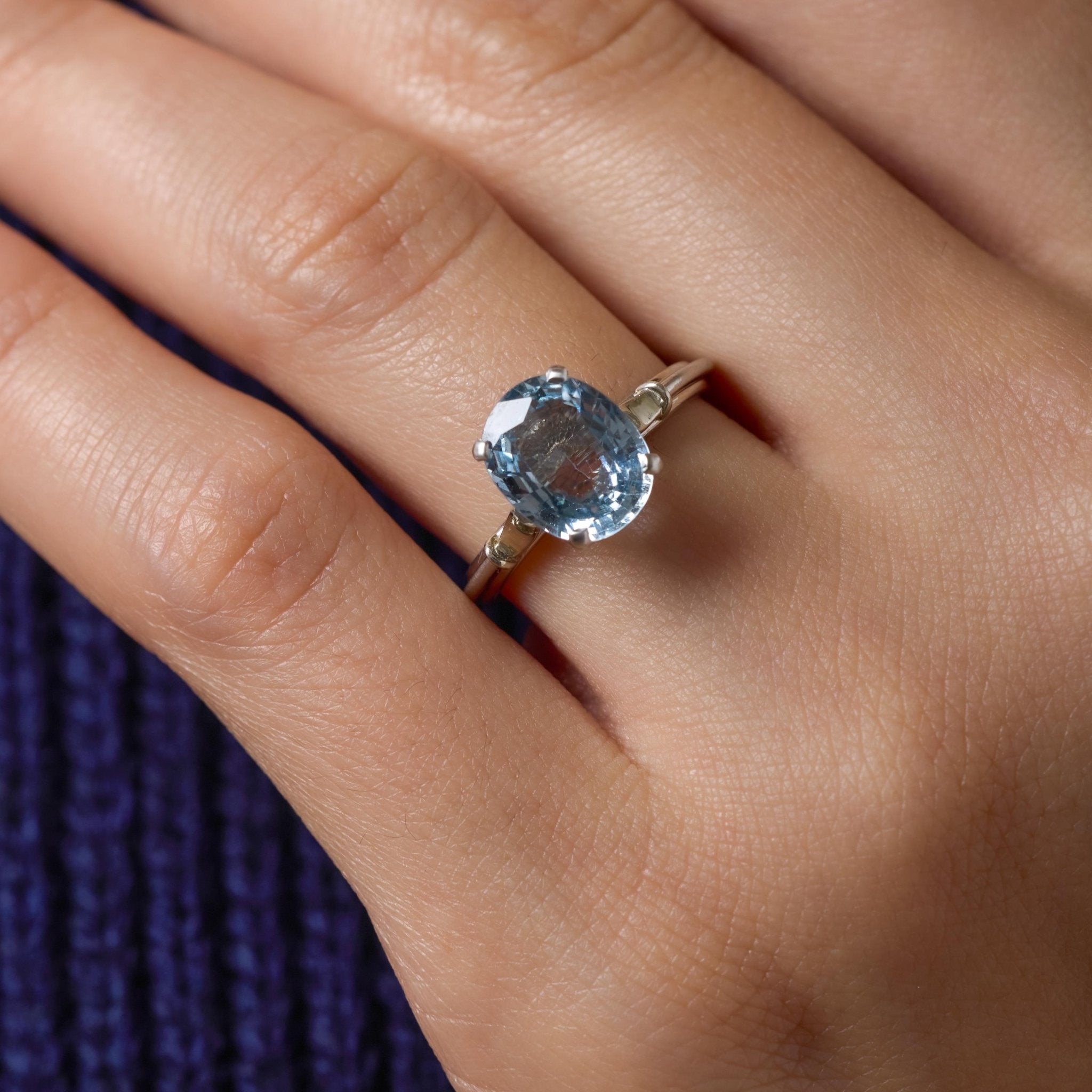 Vintage GIA 3.18 carat no heat sapphire platinum ring