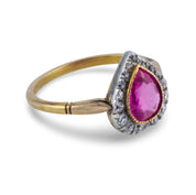 Edwardian GIA 1.15 carat Burma no heat ruby diamond 18k yellow gold ring