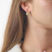 GIA 2.15 carat old mine cut diamond 18k yellow gold collet earrings