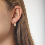 GIA 2.15 carat old mine cut diamond 18k yellow gold collet earrings